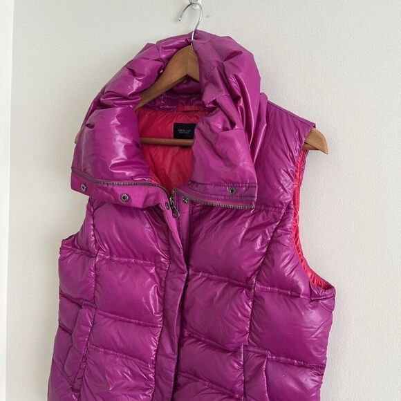 Coatology Goose Down Puffer Vest L Magenta Contrast Packable Gorpcore Travel - Picture 8 of 15